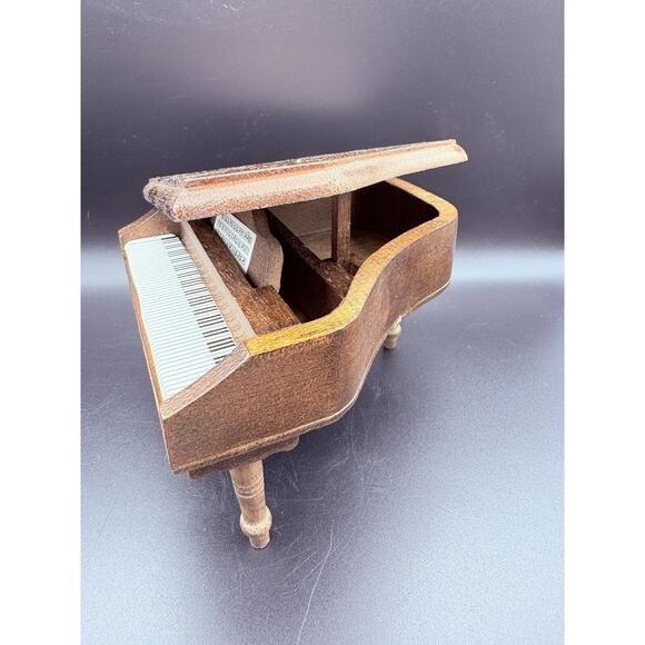 Vtg Concord Dollhouse Miniature Grand Piano Bench Stool With Box Med Oak Color - Picture 7 of 16